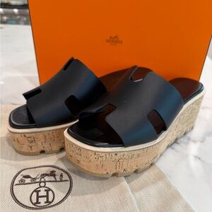 Hermes Black Eze 30 Sandal size 38